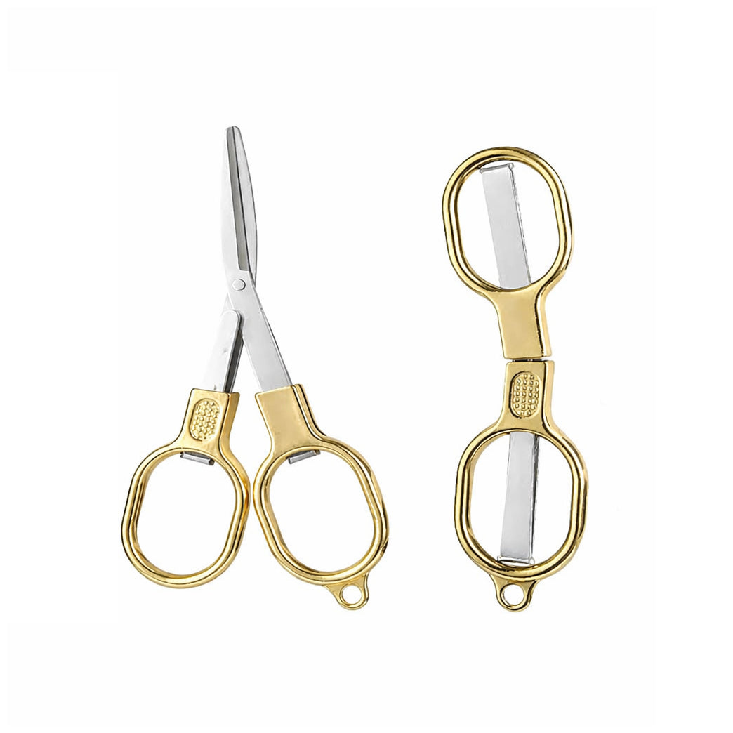Folding Stainless Steel Mini Travel Scissors Portable Safety Pocket Scissors for Home Office Craft and Outdoor Use, Pack of 2