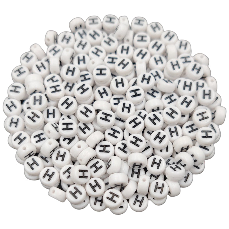 White Round Acrylic Alphabet Letter Beads for Bracelet and Jewelry Making 4x7mm, Pack of 300