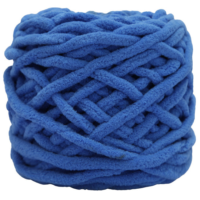 Royal Blue Super Bulky Chenille Yarn for Knitting/Crochet, #6 Weight (55 Yards)