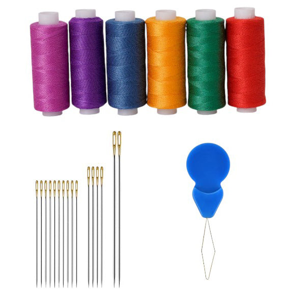 6-Piece Polyester Sewing Thread Kit with Needles and Threader for Hand Sewing and Embroidery