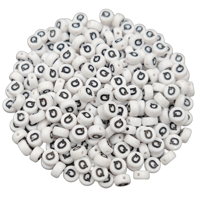 White Round Acrylic Alphabet Letter Beads for Bracelet and Jewelry Making 4x7mm, Pack of 300