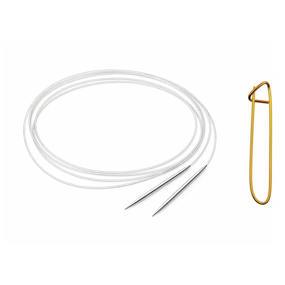 Stainless Steel Circular Knitting Needles with Stitch Holder for Hats Sleeves Scarves Baby Sweaters and Small Projects