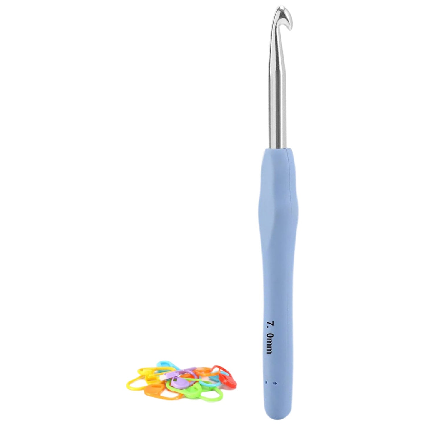 Extra Long Crochet Hook Ergonomic Anti Slip Handle with Stitch Markers for Knitting Crochet