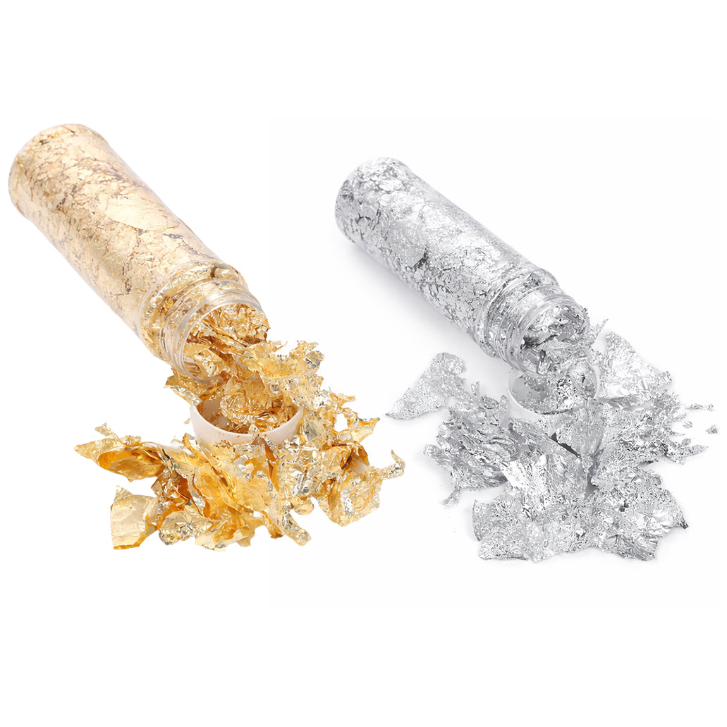 Metallic Foil Flakes with Tweezers for Resin Nail Art Painting Jewelry Making and DIY Crafts