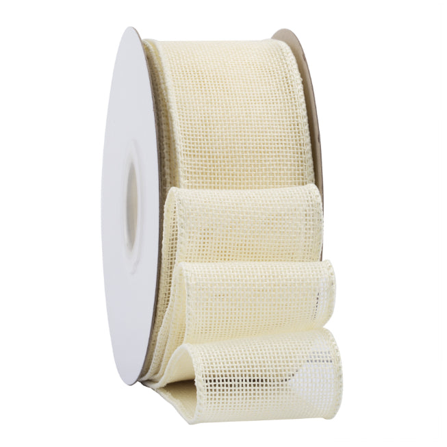2.5 Inch x 10 Yards Natural Burlap Wired Ribbon Faux Linen for Bows, Wreaths, and Decorations