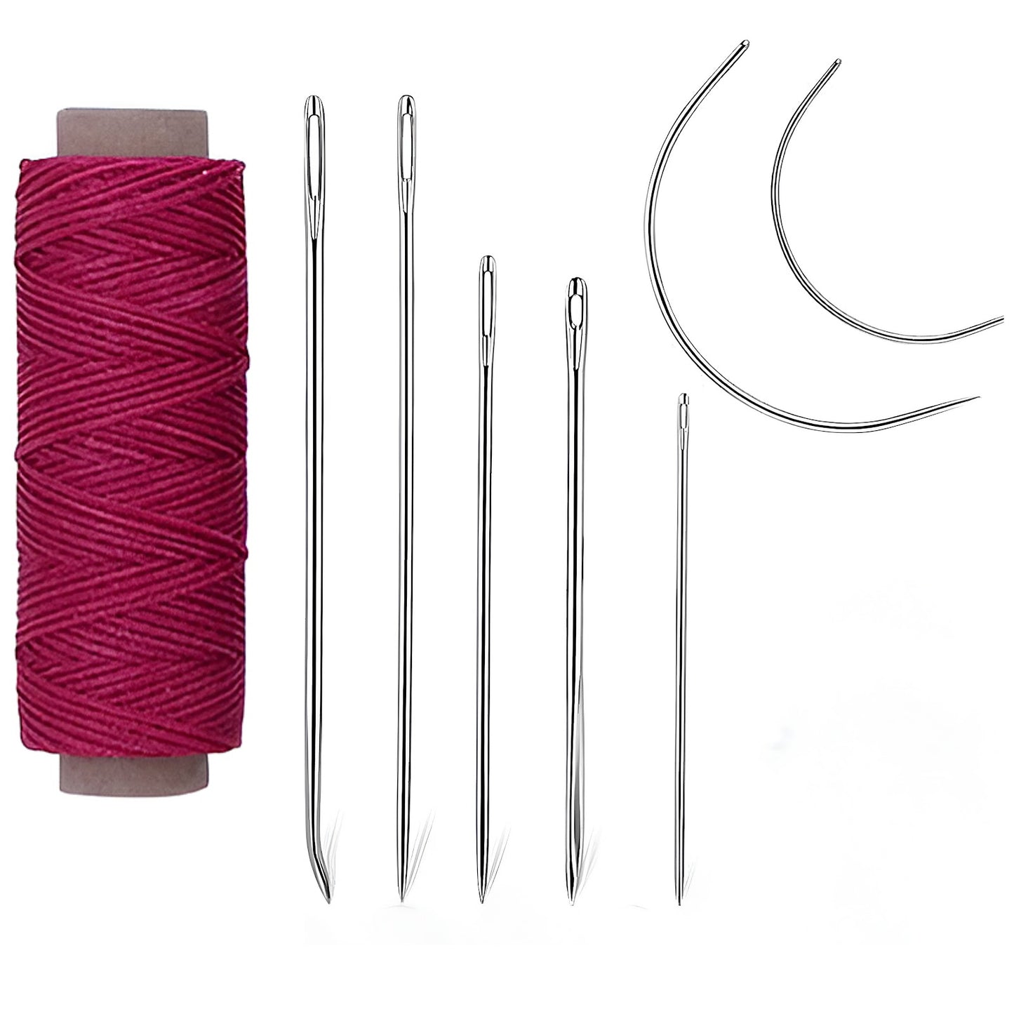 55 Yards Waxed Thread with 7 Leather Needles for Hand Sewing Leather Upholstery Repair Canvas Bags