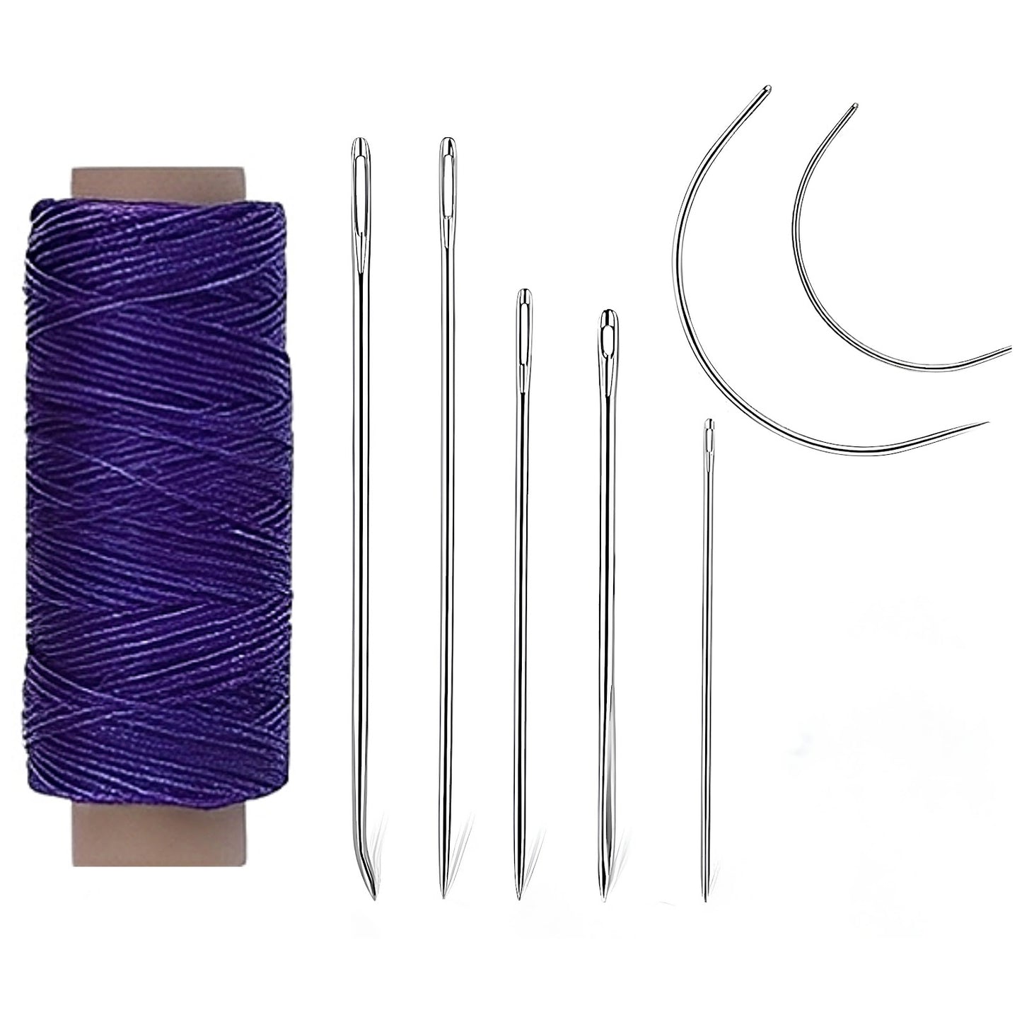 Waxed Thread Upholstery Needle Set with 7 Hand Sewing Needles for Leather Repair