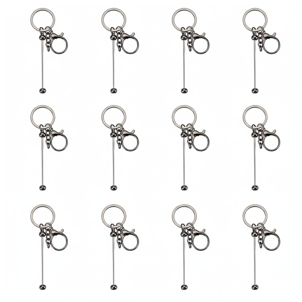 Beadable Keychain Bars Metal 14.8cm Blank Beaded Keychains for DIY Crafts Gifts and Jewelry Making