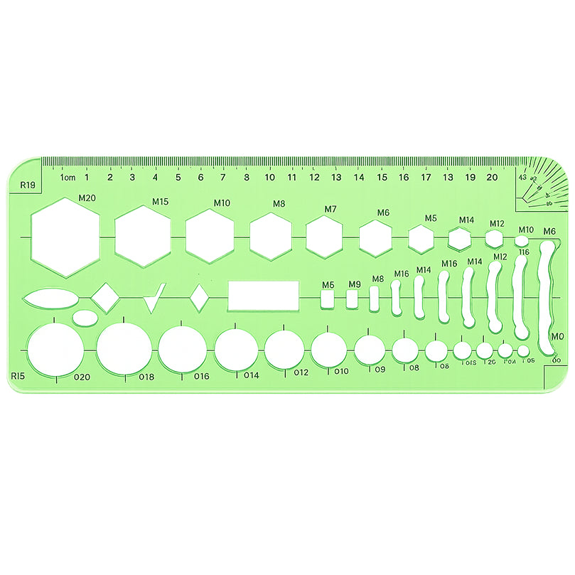 Professional Circle Template Guide with Inch and Metric Graduations for Drafting Drawing Woodworking and Design Tools
