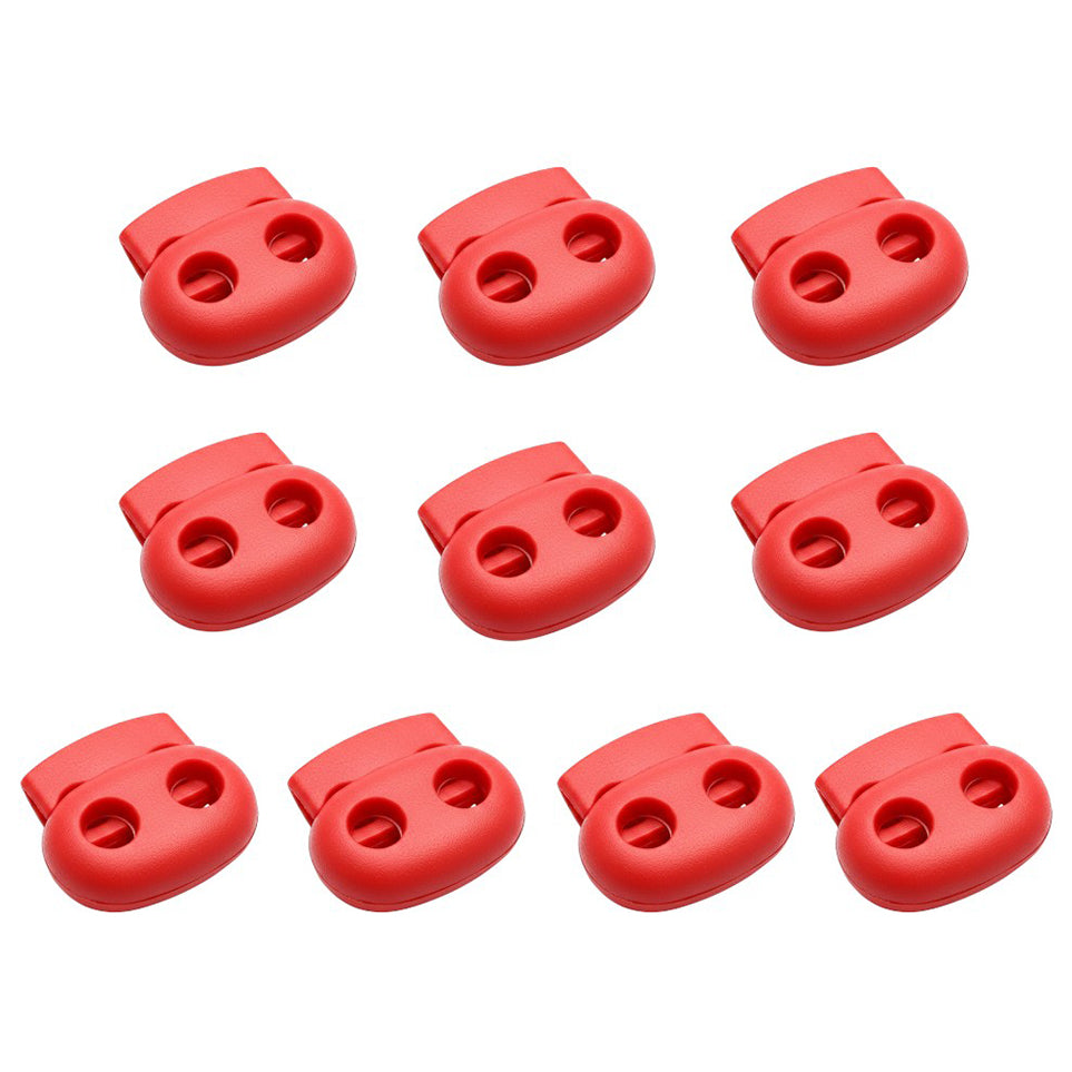 Double Hole Plastic Spring Cord Lock Toggles for Drawstrings Paracord Shoelaces and Elastic Bungee Rope