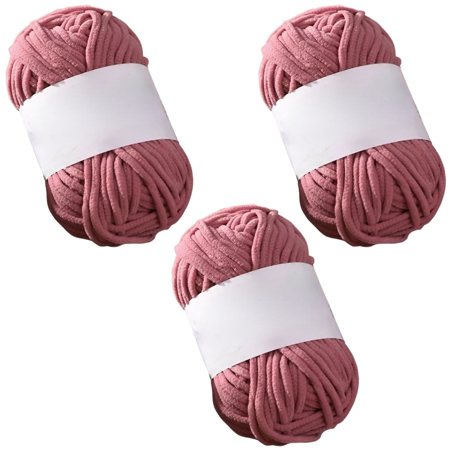 Soft Chenille Velvet Yarn for Crocheting Knitting Weaving Blankets and DIY Craft Projects 50 Grams/1.76oz 93 yards, Pack of 3