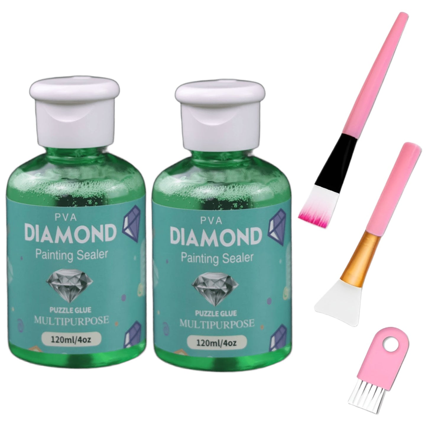 Diamond Painting Sealer Kit 120ML with Brush Set for Diamond Art and Puzzle Glue Protection