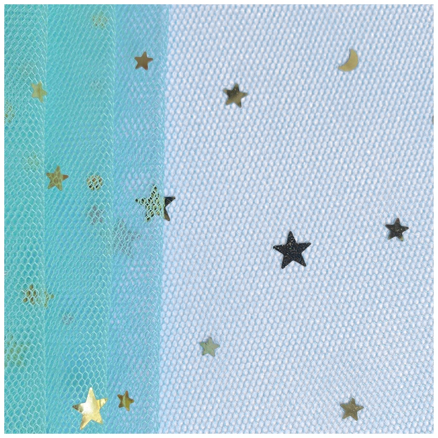 Glitter Tulle Fabric Roll With Star Moon Sequins for Tutu, Bridal Veil, Wedding Decor