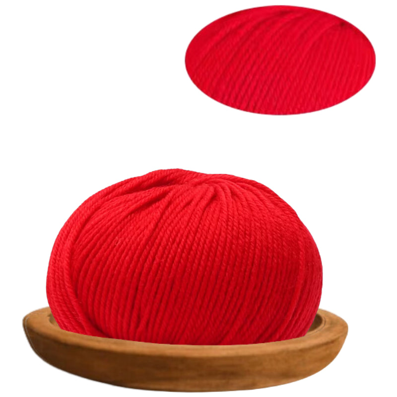 Red 100% Merino Wool Yarn, 4 Strands, 140 Yards 50g/1.76oz, 6-Ply Soft Yarn for Knitting & Crocheting