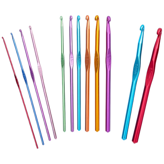 12pc Crochet Hook Set Colorful Aluminum Crochet Hooks, Sizes Ranging from 2mm to 8mm