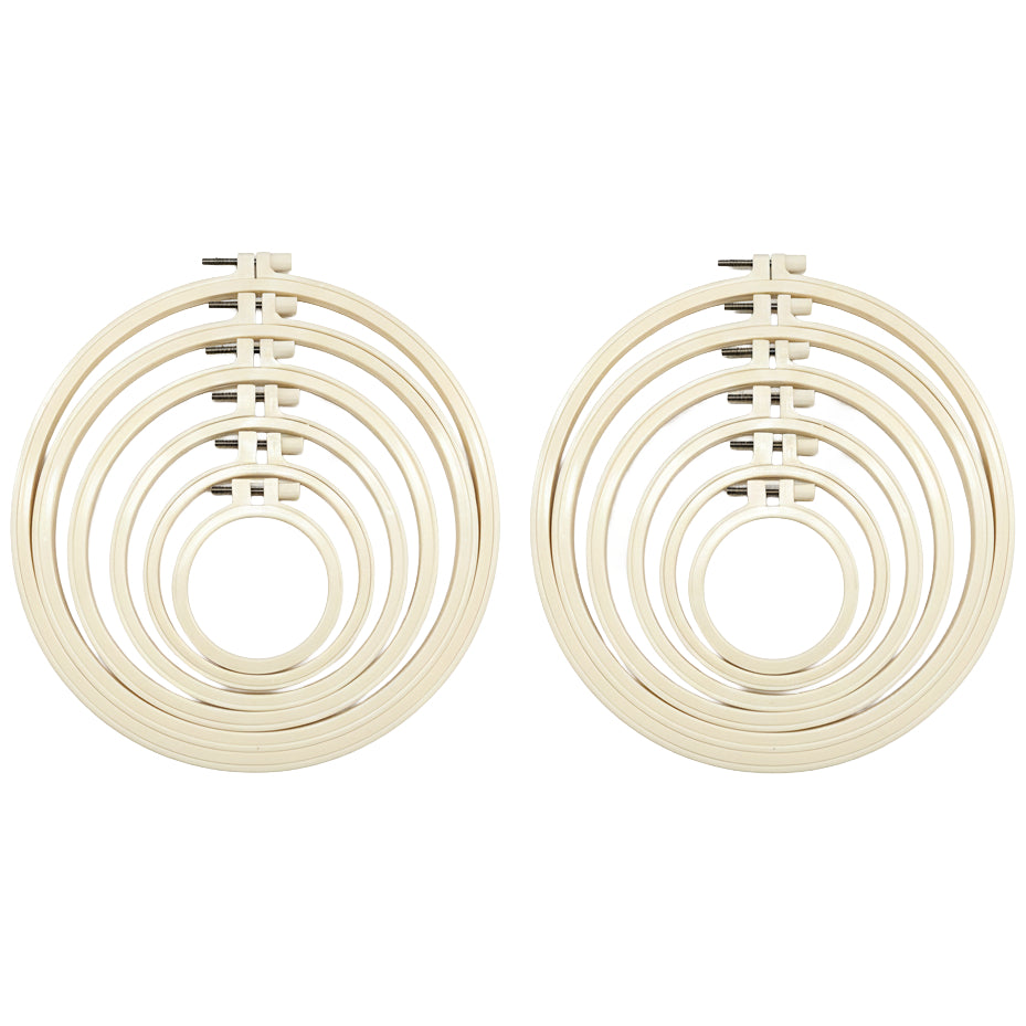 6 Piece Plastic Embroidery Hoops Set 3.74 to 10.6in Multicolor Rings for Cross Stitch Needlework and DIY Crafts