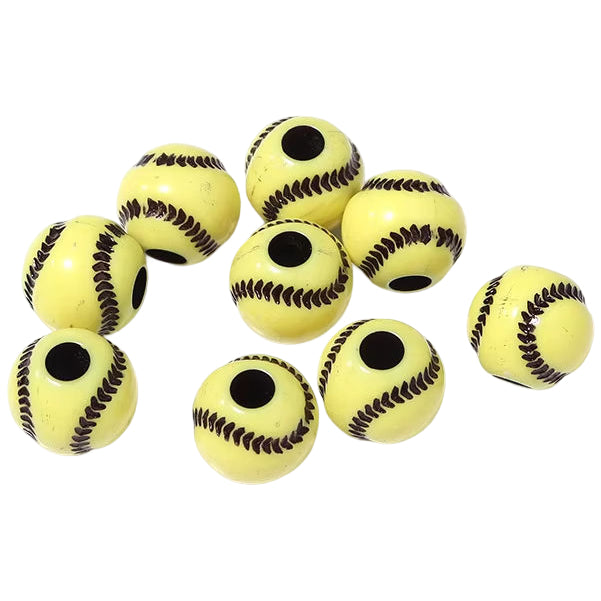 12mm Acrylic Baseball Beads for Sports Jewelry Making and Craft Decorations, Pack of 50