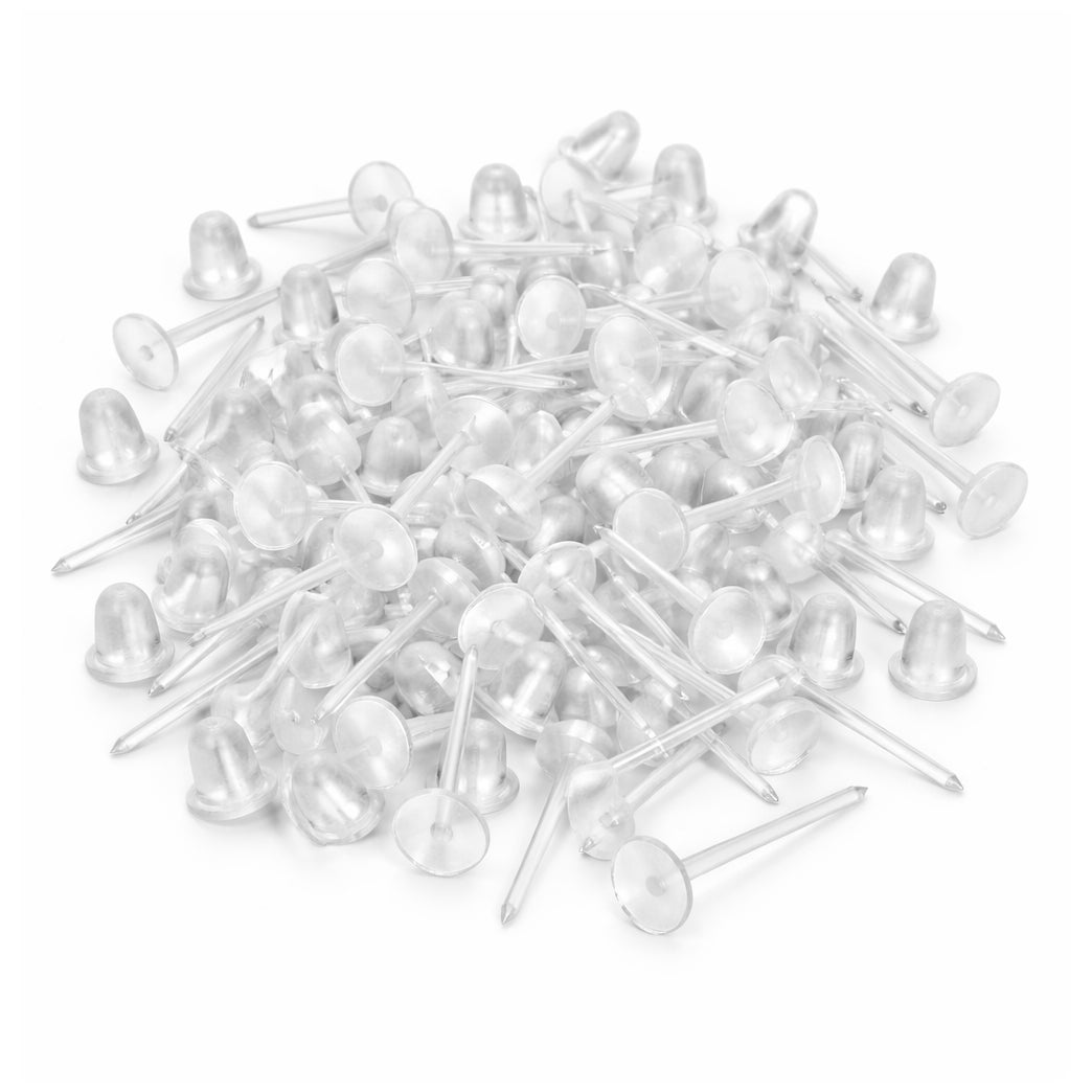 Clear Plastic Stud Earrings for Sports and Work Invisible Retainers for Sensitive Ears