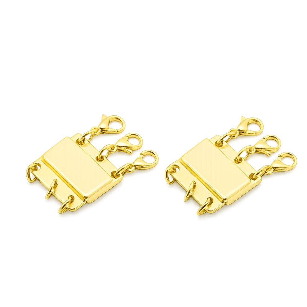 18K Gold and Silver Layered Necklace Clasp Magnetic Separator for Multiple Chains
