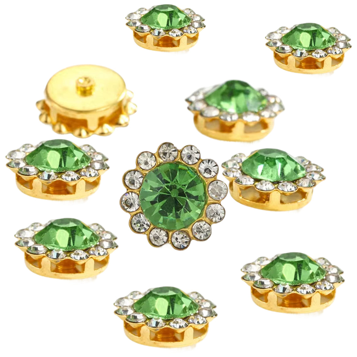 12mm Crystal Flower Sew On Rhinestones with Metal Base for Clothes and Crafts, Pack of 150