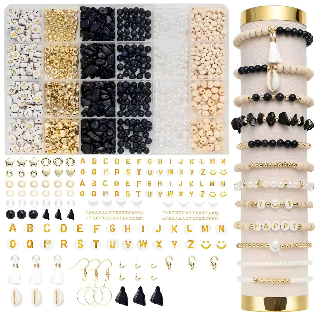Natural Stone Beads Jewelry Making Kit Irregular Gemstone Supplies for DIY Bracelets Necklaces Earrings Adults