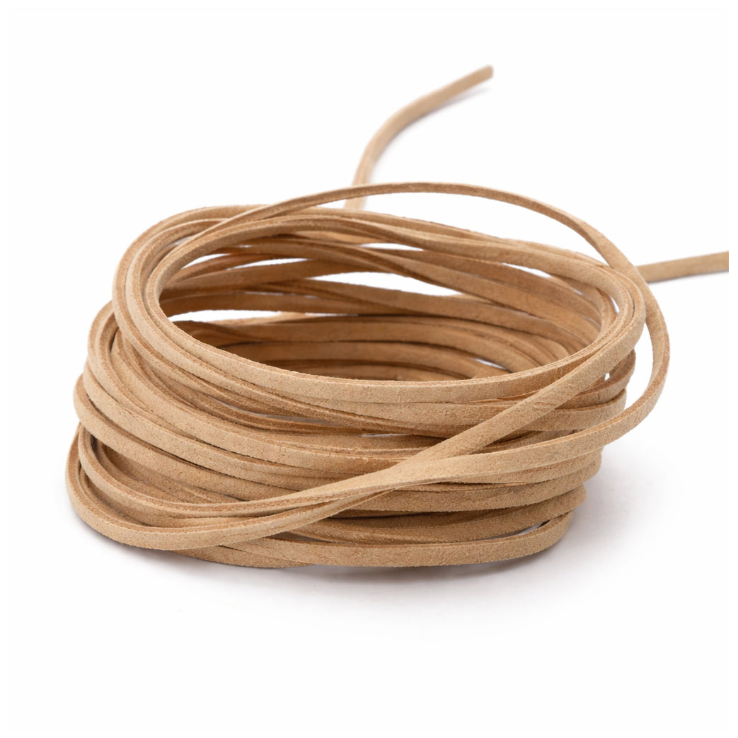 3mm Flat Genuine Leather Cord Brown 5.5 Yards Natural Leather Lacing for Jewelry, Bracelets, Necklaces and Crafts