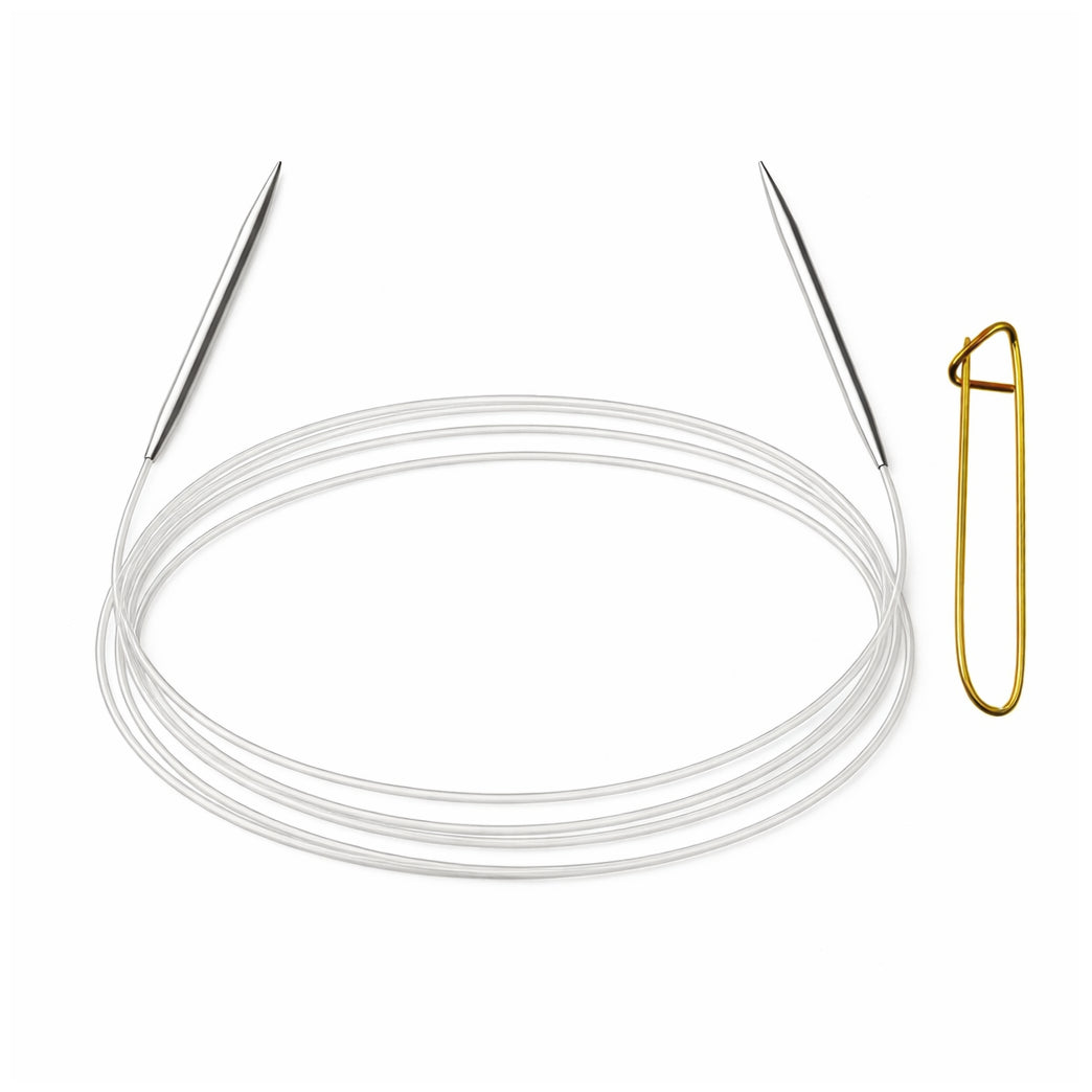 Stainless Steel Circular Knitting Needles with Stitch Holder for Hats Sleeves Scarves Baby Sweaters and Small Projects