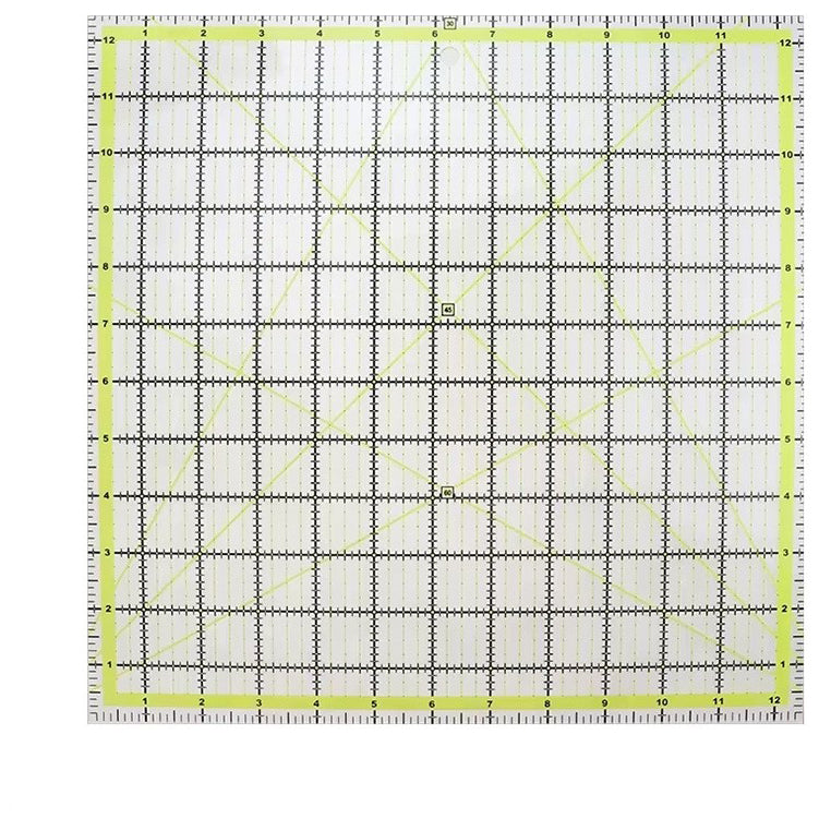 Non-Slip Acrylic Square Quilting Ruler with Numbering and Angle Guides for Sewing and Craft Projects