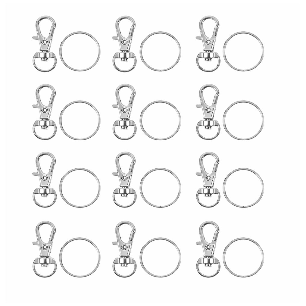 Metal Swivel Lobster Claw Keychain Clips with Large Key Rings for Keychain Making and DIY Craft Projects