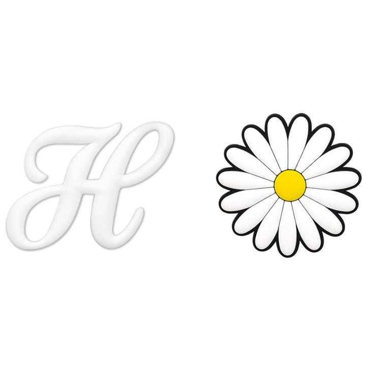 2pcs Letter and Flower Charms for Hand Bag, Decorative Alphabet Accessories Compatible with Rubber Tote
