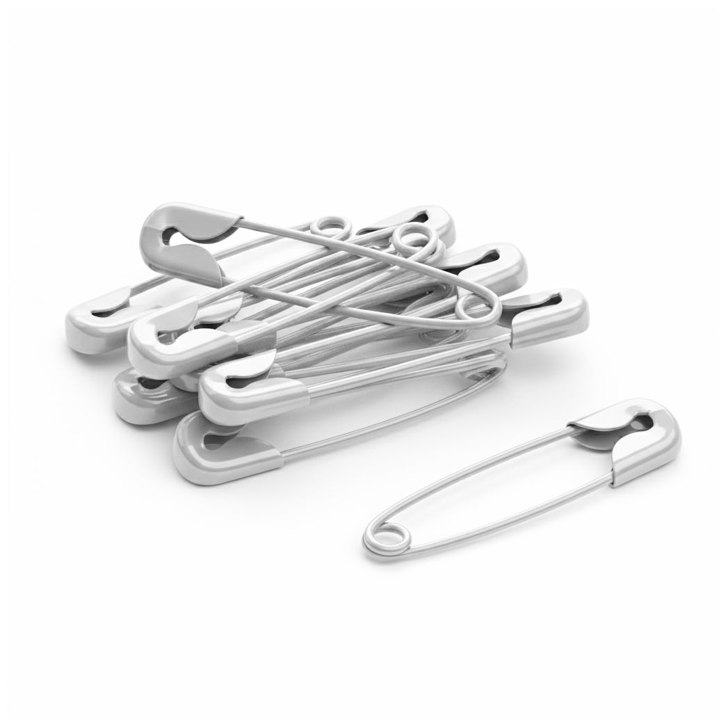 Heavy Duty Steel Safety Pins for Sewing, Crafts, Fashion and First Aid Kits, Pack of 100