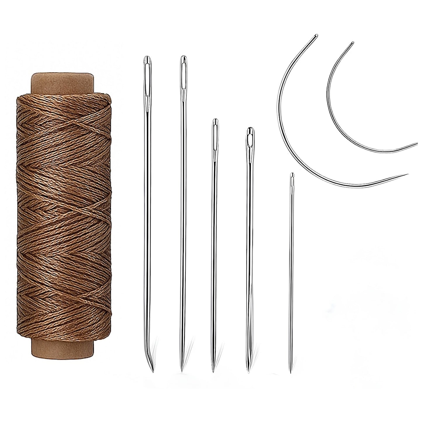 Waxed Thread Upholstery Needle Set with 7 Hand Sewing Needles for Leather Repair