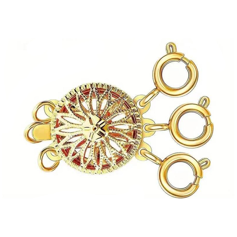 Tangle Free Necklace Layering Clasp Separator in Gold and Silver for Secure Multi Chain Jewelry Attachment