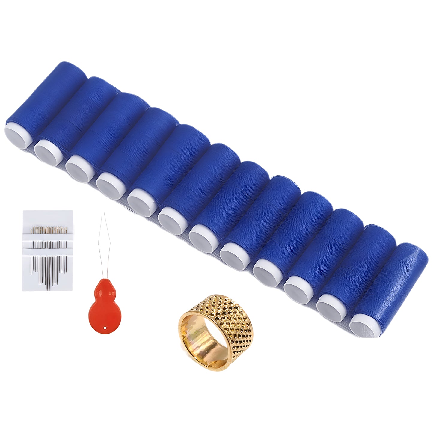 12 Color Sewing Thread Kit 300M Polyester Spools with Needles and Threader for Hand and Machine Use