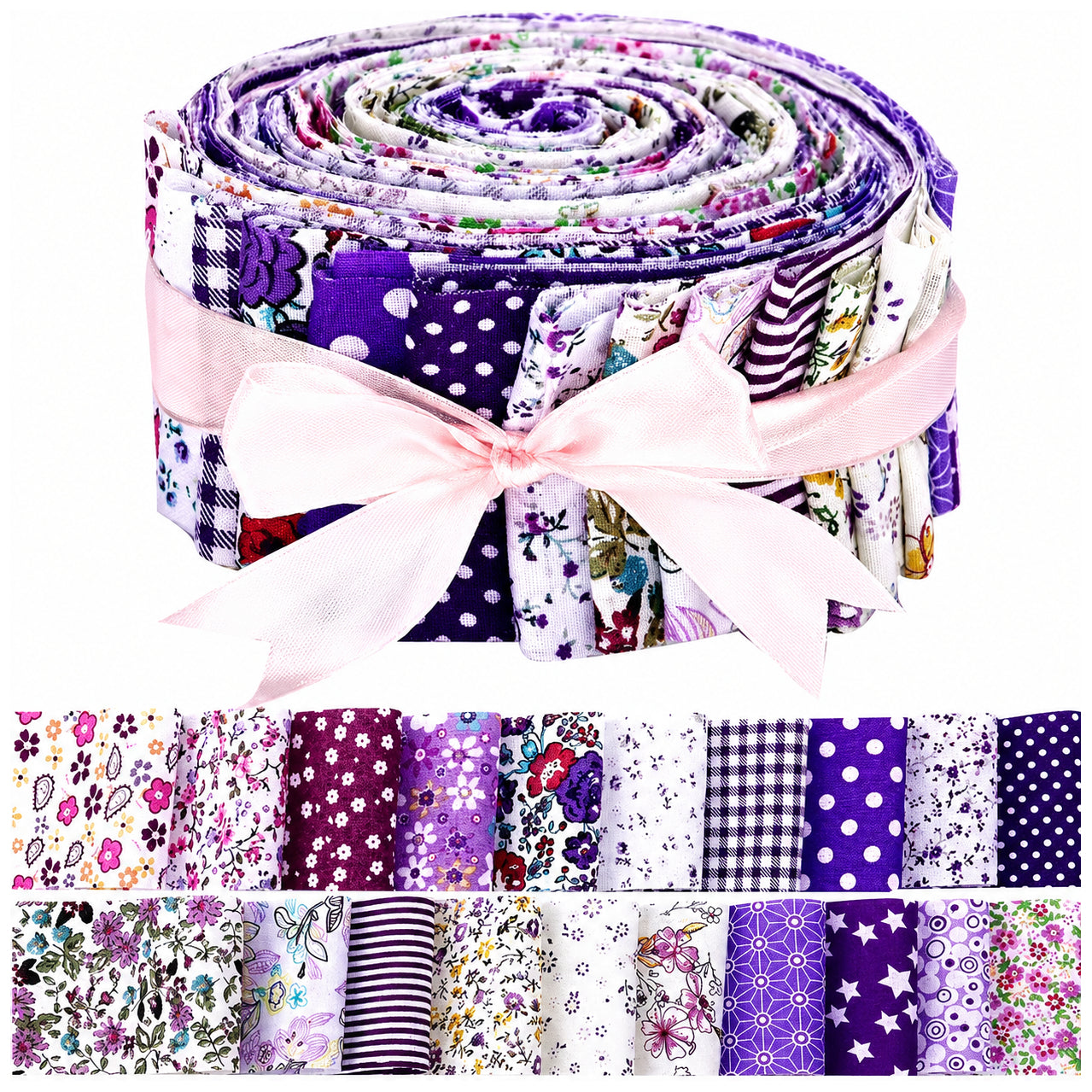 40 Precut Quilting Fabric Strips for Sewing, Crafting, Blankets, Rugs, Upholstery, and Home Decor Purse Making