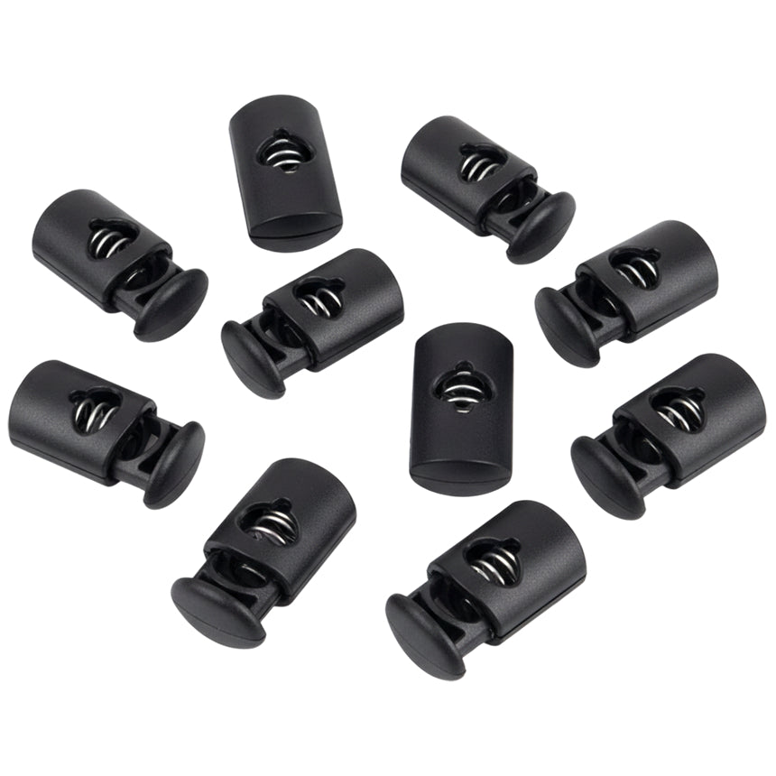 Plastic Cord Lock Single Hole Spring Toggle Stopper for Shoelaces Drawstrings Bags Clothing and Paracord