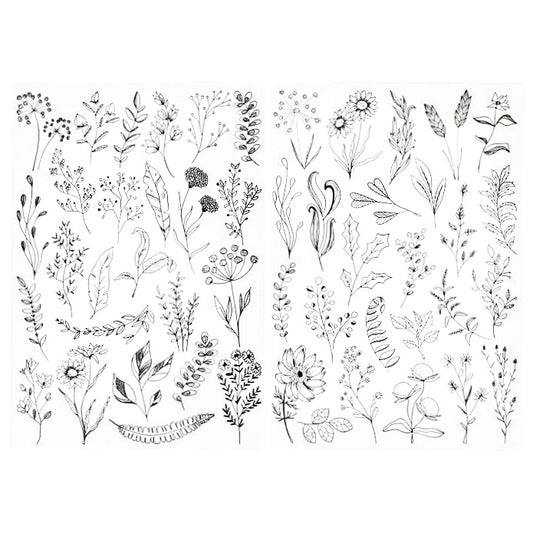 Water Soluble Embroidery Stabilizer Stick and Stitch Transfer Paper with Pre Printed Patterns for Hand Sewing Beginners, Pack of 2