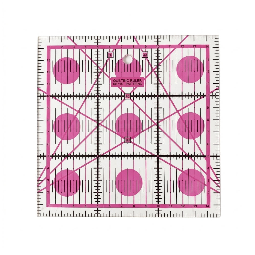 Non-Slip Acrylic Square Quilting Ruler with Numbering and Angle Guides for Sewing and Craft Projects