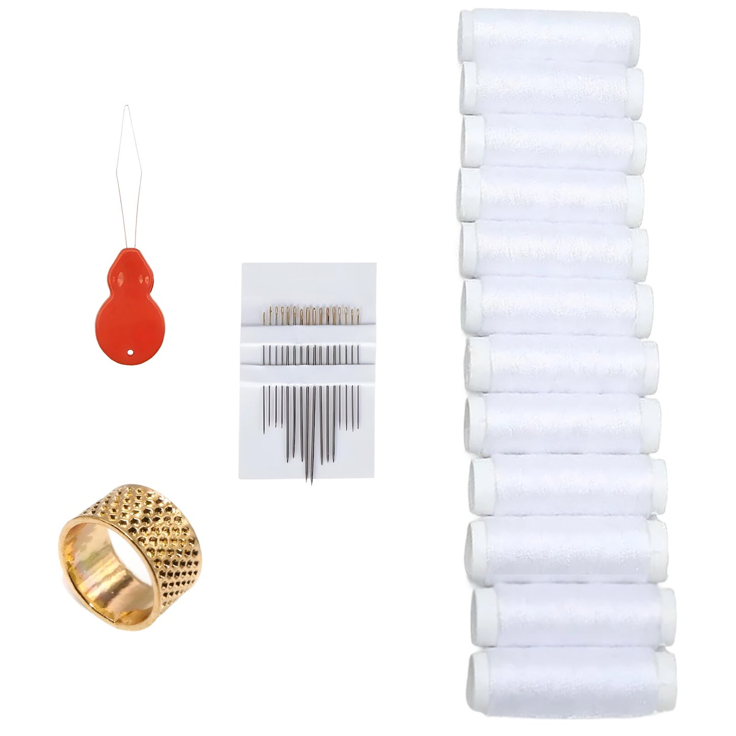 12 Color Sewing Thread Kit 300M Polyester Spools with Needles and Threader for Hand and Machine Use