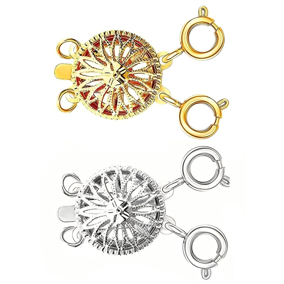 Tangle Free Necklace Layering Clasp Separator in Gold and Silver for Secure Multi Chain Jewelry Attachment