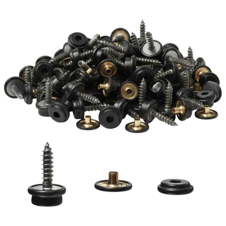 Marine Grade Stainless Steel Snap Fasteners Kit 3/8 Inch for Boat Cover Canvas Leather Fabric Clothing, Set of 50