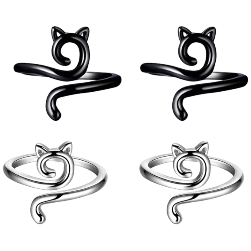 4pcs Adjustable Cat Style Crochet Loop Rings for Yarn Tension and Faster Knitting