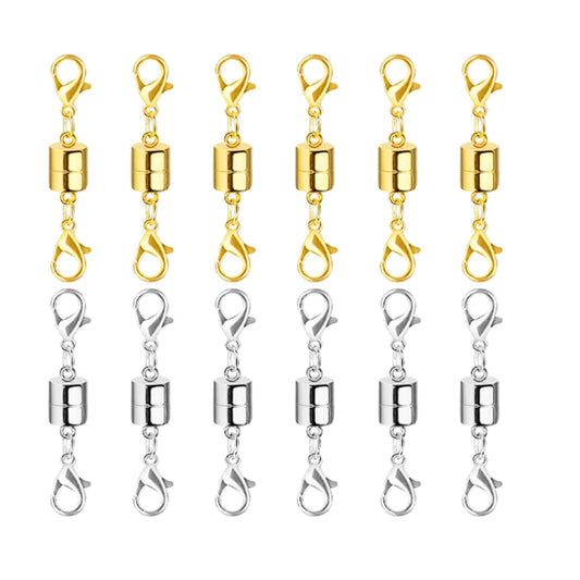 Magnetic Necklace Clasp Extenders with Double Lobster Clasps for Easy Jewelry Attachment in Gold and Silver
