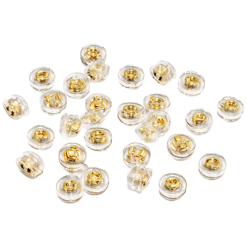 18K Gold Plated Silicone Earring Backs Hypoallergenic Secure Locking Stud Backings for Women Men Kids