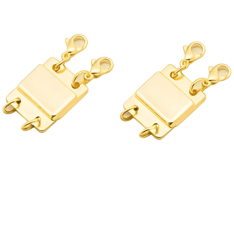 18K Gold and Silver Layered Necklace Clasp Magnetic Separator for Multiple Chains