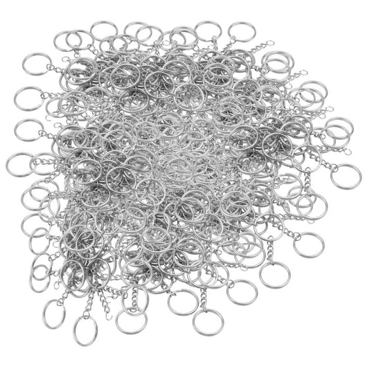 1 Inch Silver Split Keyrings with Chain and Jump Ring for Keychain Crafts