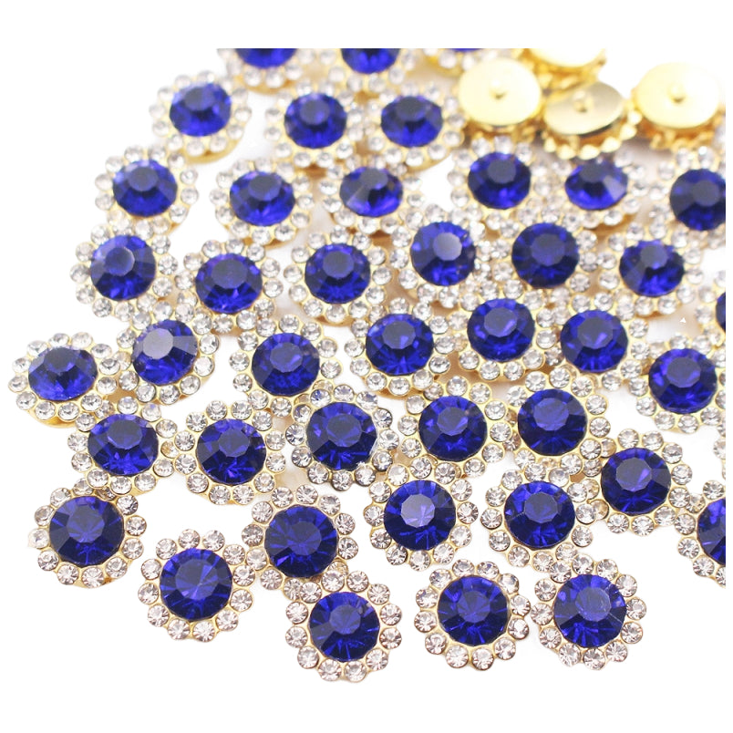 12mm Sew On Crystal Rhinestones with Metal Claw Base for Clothes, Shoes, and Crafts, Pack of 100