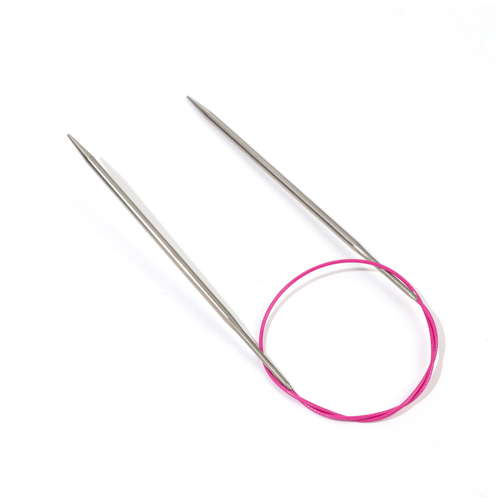 24 Inch Stainless Steel Circular Knitting Needle Size US 6 (4mm) with Flexible Red Cable