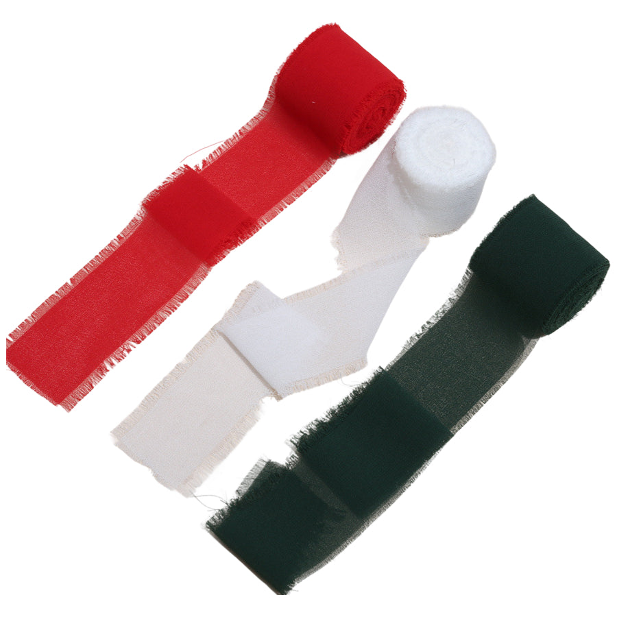 Handmade Chiffon Ribbon 4cm Wide 5m Each for Wedding and Gift Wrapping, Pack of 3