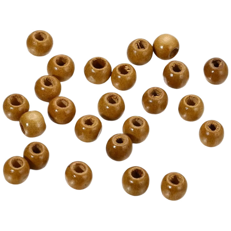 Natural Maple Wood Round Beads 9x10mm for Jewelry, Macrame, Hair, and DIY Crafts, Pack of 100